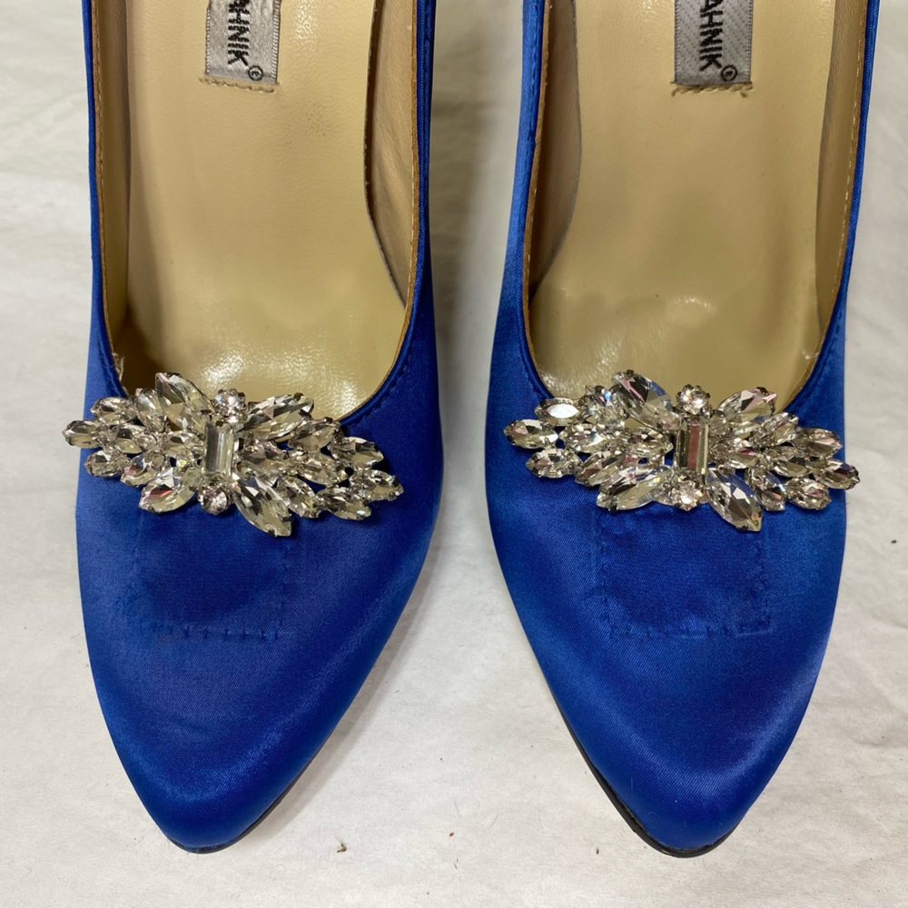 Manolo Blahnik Royal Blue Satin Pumps EU 39 - Picture 3 of 15